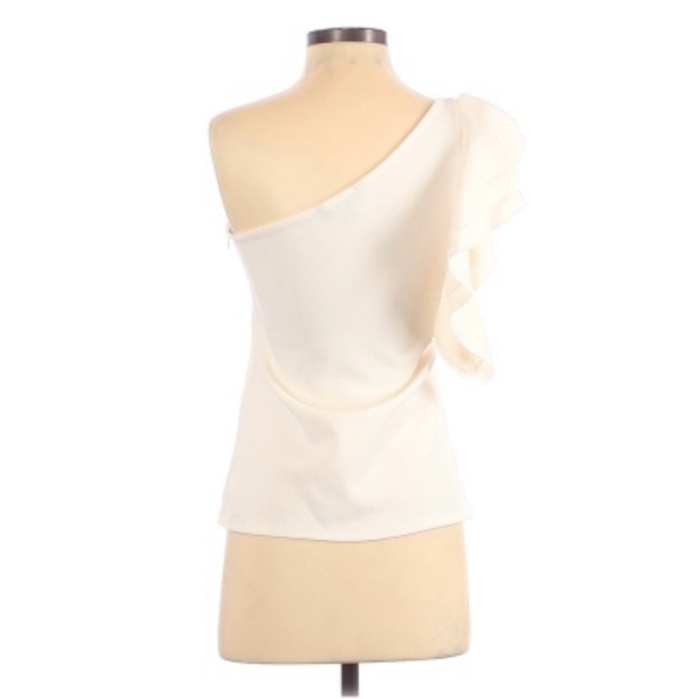 Banana Republic One Shoulder Flounce Top Cream Cocktail Chic Blouse - Picture 8 of 8